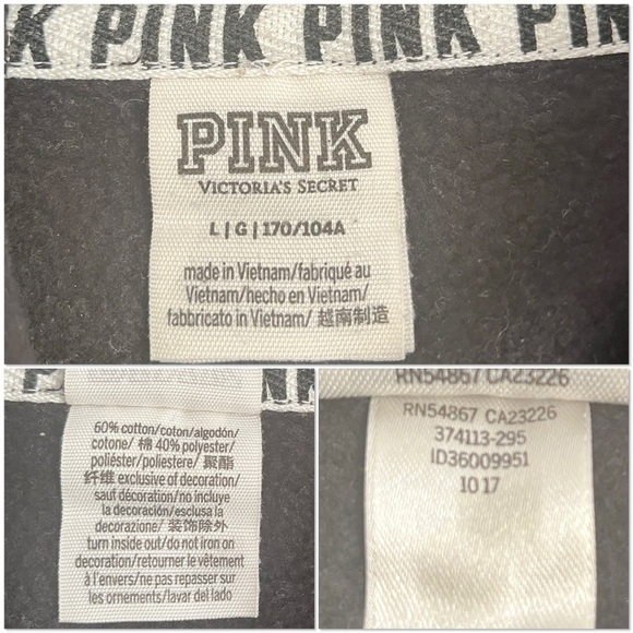 Victoria’s Secret Rose Bling black lace up sequin hoodie L - Picture 10 of 14